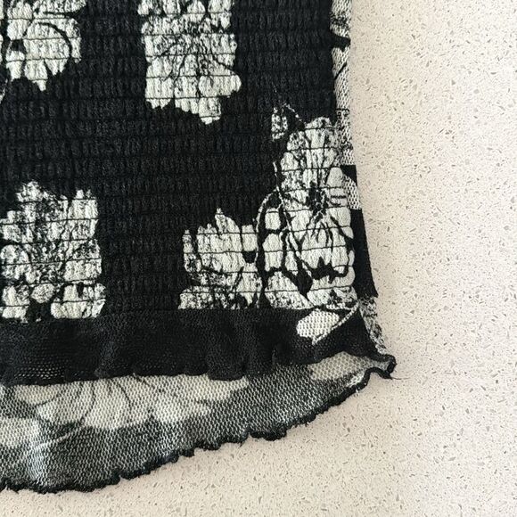 NWOT Free People Poppy Tube Top Black Floral Cropped L Removable Straps Smock - Picture 13 of 15